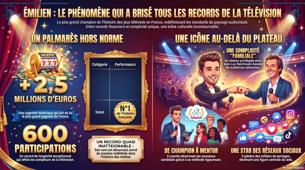 Émilien : 2,5 millions d'euros et le record fou d'un champion historique 6 Emilien recordman de la television