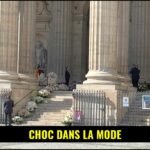 Personnalités du monde de la mode assistant aux obsèques de Mathilde Favier à Paris.