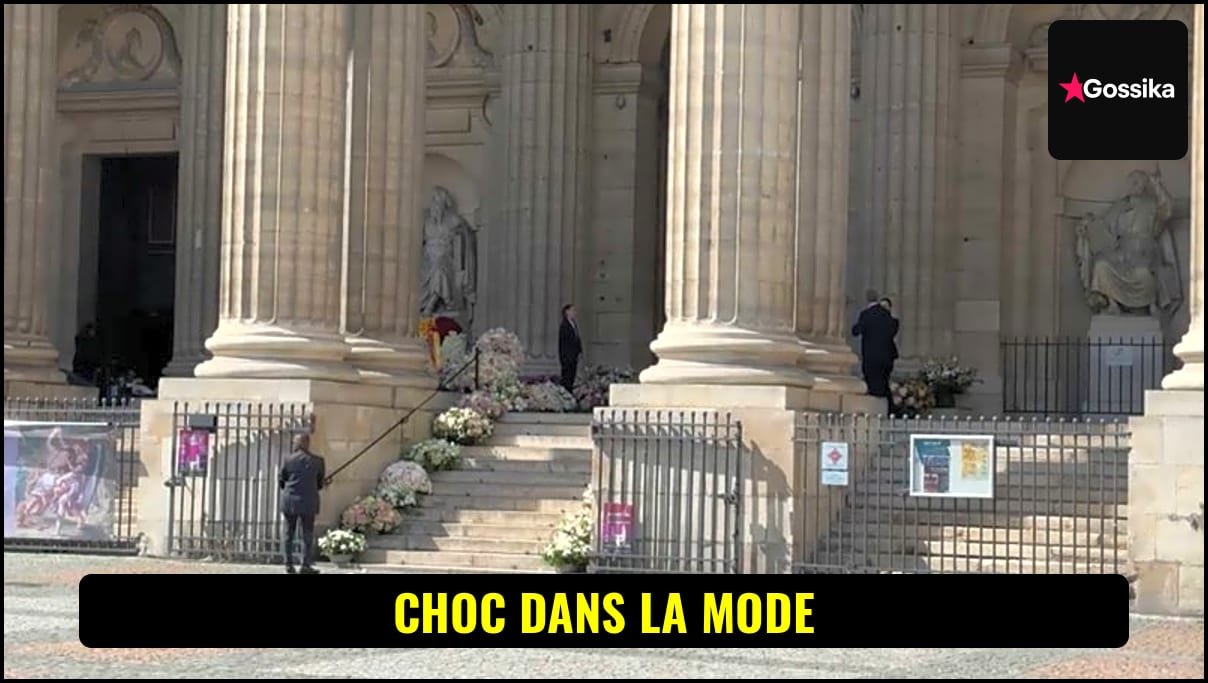 Personnalités du monde de la mode assistant aux obsèques de Mathilde Favier à Paris.