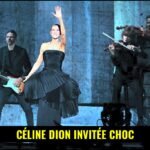 Céline Dion en concert, micro à la main