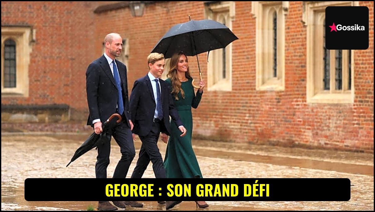 Le Prince George en uniforme scolaire devant le collège d'Eton