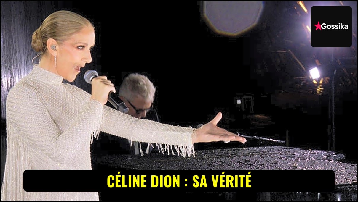 Céline Dion, icône de la chanson, sur scène avec un microphone