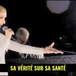 Céline Dion sur scène, chantant avec émotion